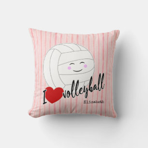 Jag har volleyball lycklig kawaii rosa rand kudde