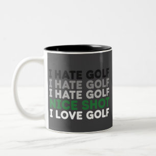 Jag Hat Golf Trevligt Skott Jag Älskar Golf Golfäl Två-Tonad Mugg