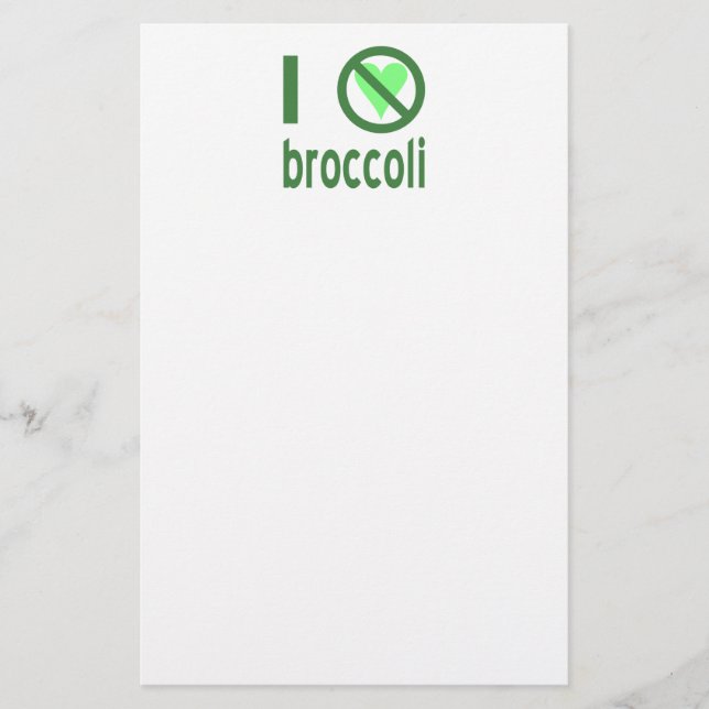 Jag hatar broccoli grön text brevpapper (Framsida)