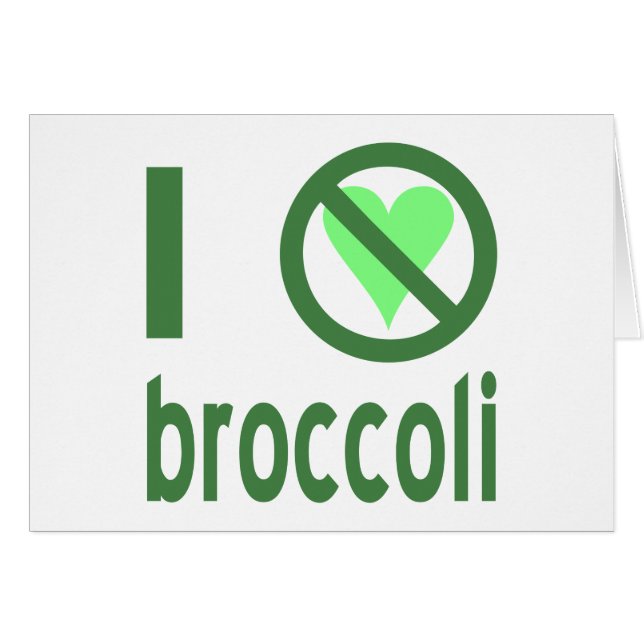 Jag hatar broccoli grön text hälsningskort (Framsidan Horizontal)