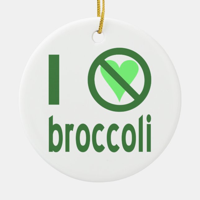Jag hatar broccoli grön text julgransprydnad keramik (Framsidan)