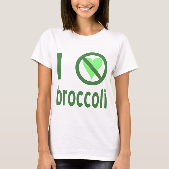 Jag hatar broccoli grön text tee shirt (Framsida)