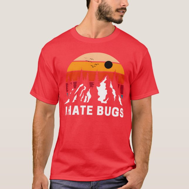 Jag hatar bugs antiCamping Mountain Design T Shirt (Framsida)