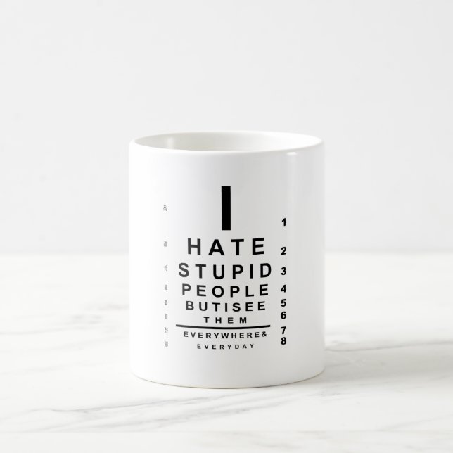 Jag hatar dumma människor i öga kaffemugg (Center)