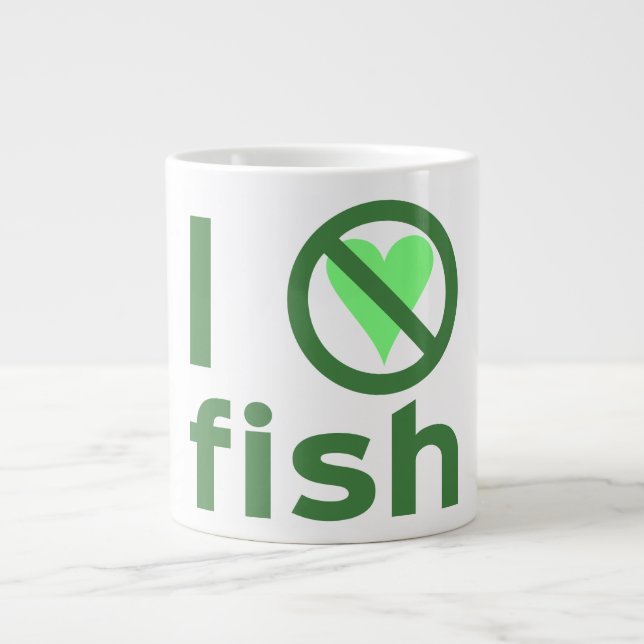 Jag hatar fisk utan hjärtfisk jumbo mugg (Framsidan)