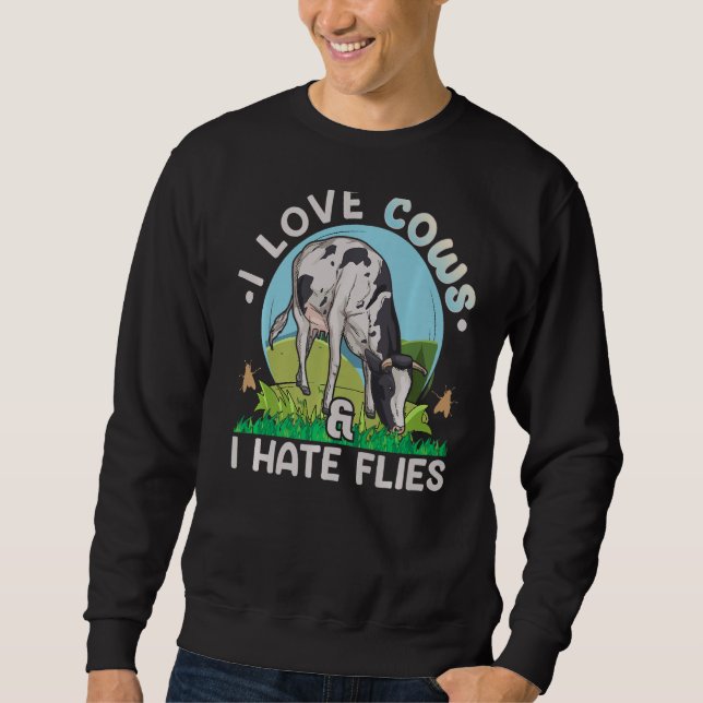 Jag hatar flugor Offert för en mejerifarm i kärlek Lång Ärmad Tröja (Framsida)