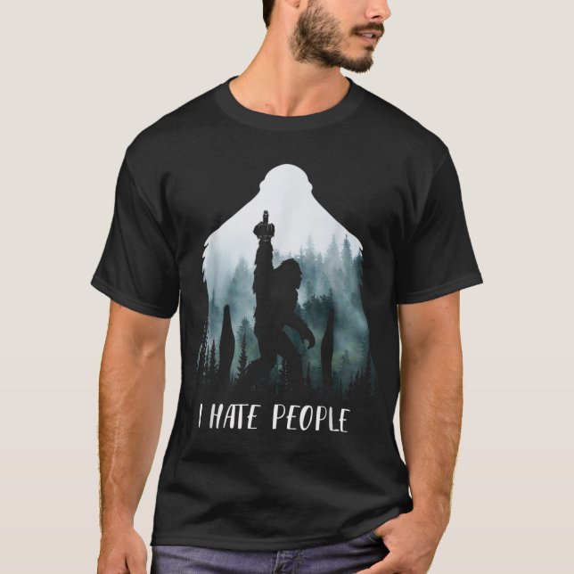 Jag hatar folk Bigfoot-nuny Bigfoot Camping T Shirt (Framsida)