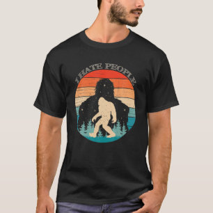 Jag hatar folk Bigfoot Retro Sasquatch Silhouette T Shirt