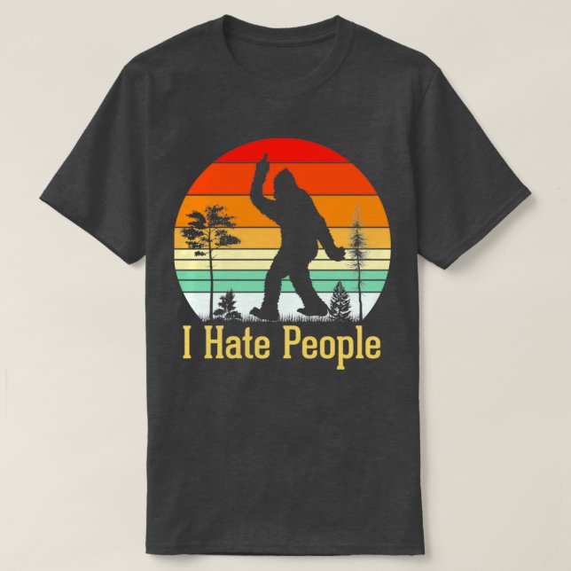 Jag hatar folk Bigfoot Retro T Shirt (Design framsida)