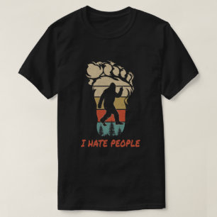 Jag hatar folk Bigfot Mittet Finger T Shirt