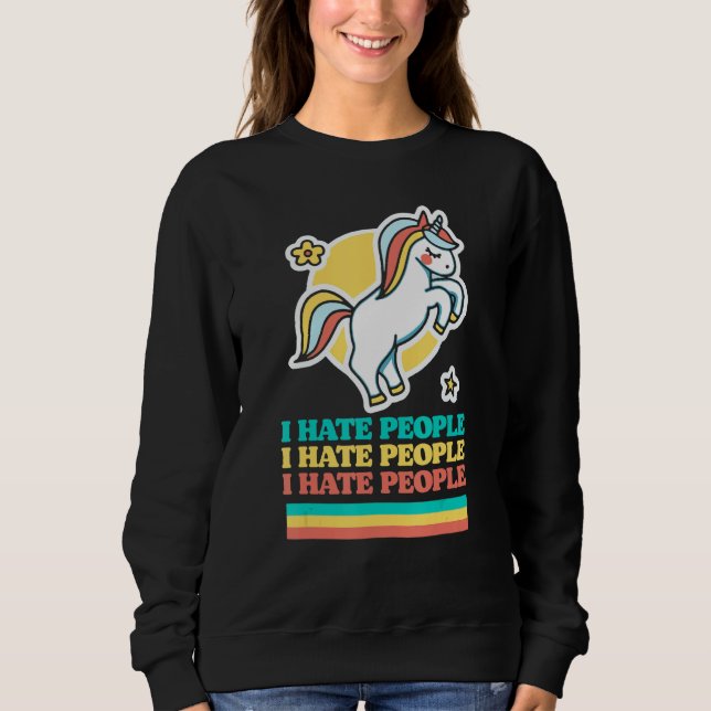 Jag hatar folk Cute Introvert Pessimist Unicorn R T Shirt (Framsida)
