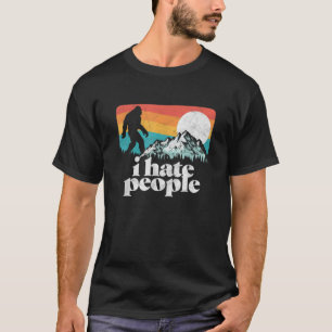 Jag hatar folk! Funny Bigfoot Mountains 80's Joke T Shirt