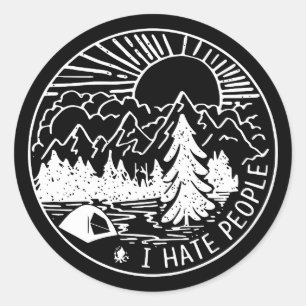 Jag hatar folk i läger t-shirts runt klistermärke