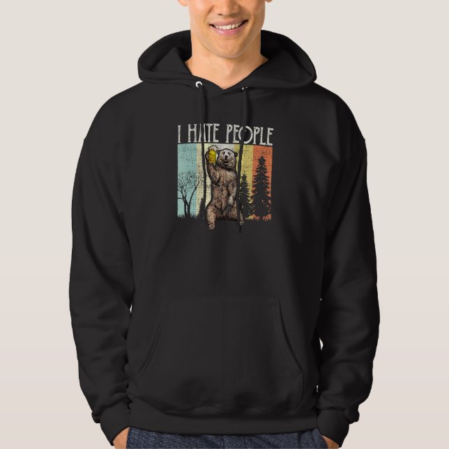 Jag hatar folk med campingvandring hoodie (Framsida)