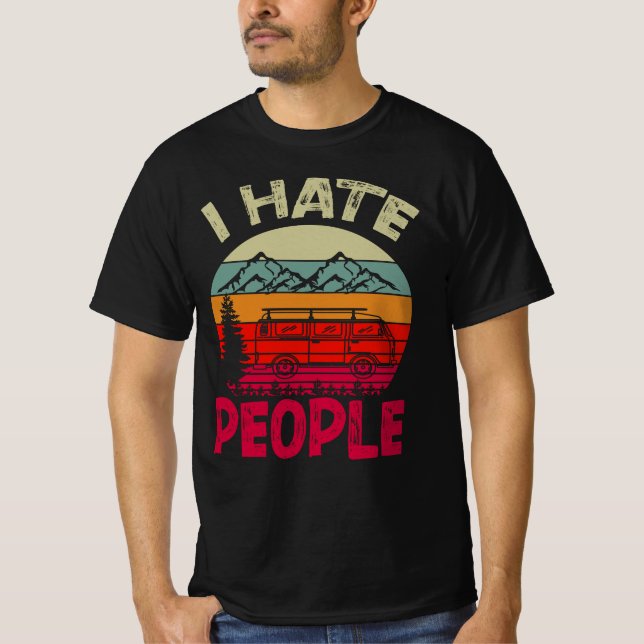 Jag hatar folk, roligt Camping T Shirt (Framsida)
