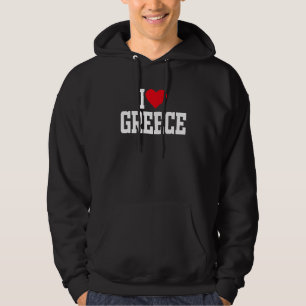 Jag hatar Grekland med rött hjärta i kärlek Grekla Hoodie