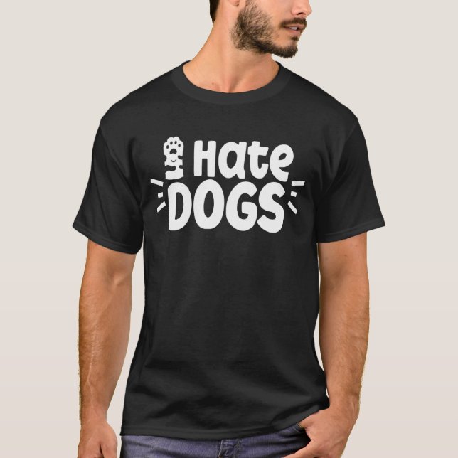 Jag hatar Hundar sällskapsdjursfoder Katt T Shirt (Framsida)