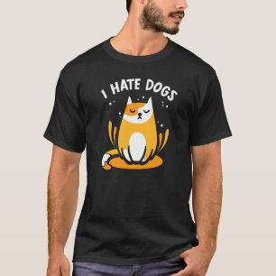 Jag hatar Hundar sällskapsdjursfoder Katt T Shirt