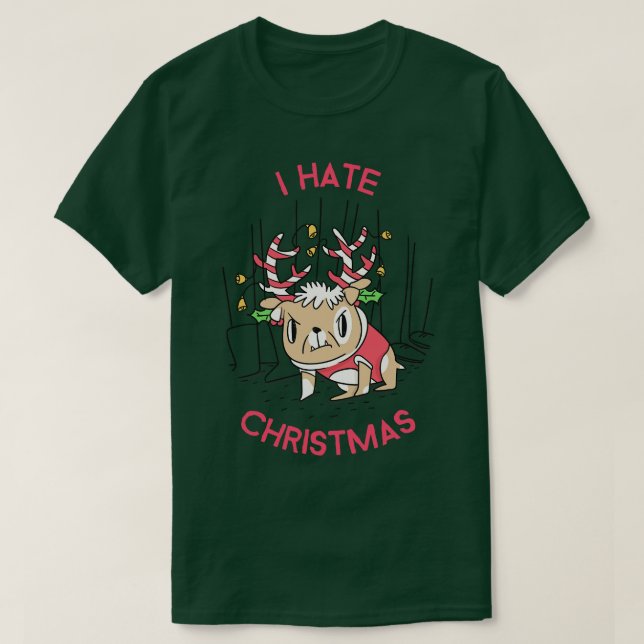 Jag hatar julklapp, Festive Pug Gift T Shirt (Design framsida)