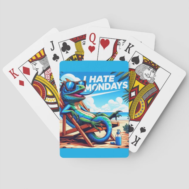 Jag hatar måndagar blå ödla casinokort (Baksidan)