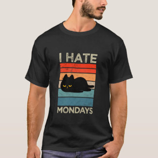 Jag hatar måndagar Retro katt Rolig Lat katt T Shirt