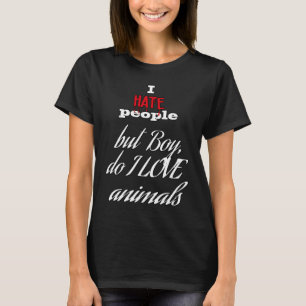 Jag hatar människor men älskar djur hund katt djur t shirt