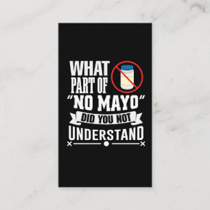 Jag hatar Mayo - Mayonnaise Restaurant Foodie Joke Visitkort