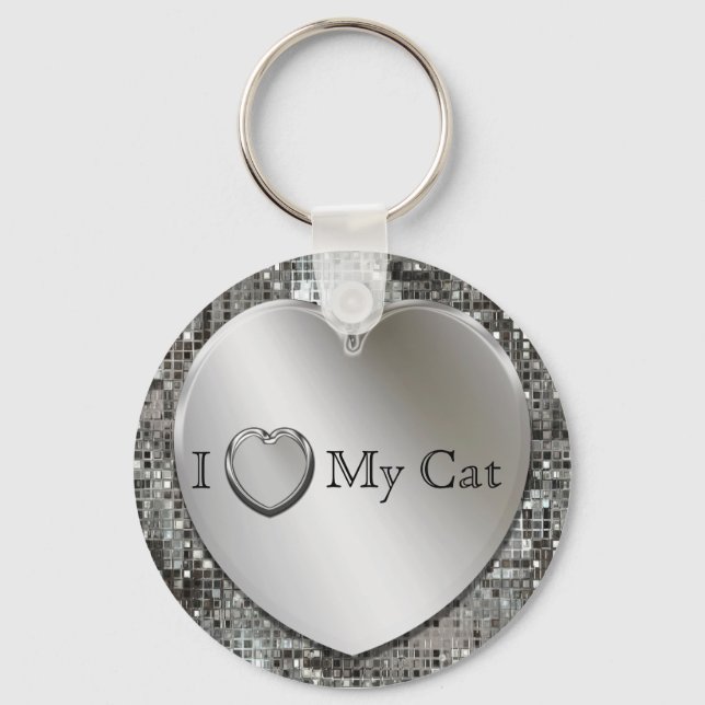Jag hatar min katt Silver Hjärtnyckelring Nyckelring (Framsida)