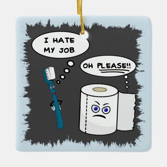 Jag hatar min keramiska prydnad för jobbet julgransprydnad keramik (Framsida)