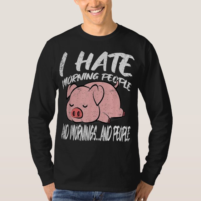 Jag hatar morgonfolk | Lazy Animal T Shirt (Framsida)