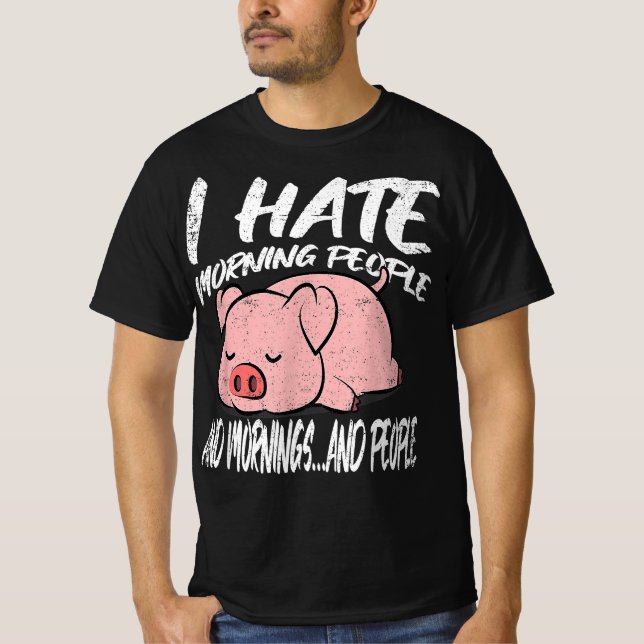 Jag hatar morgonfolk | Lazy Animal T Shirt (Framsida)