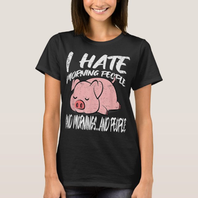 Jag hatar morgonfolk | Lazy Animal T Shirt (Framsida)