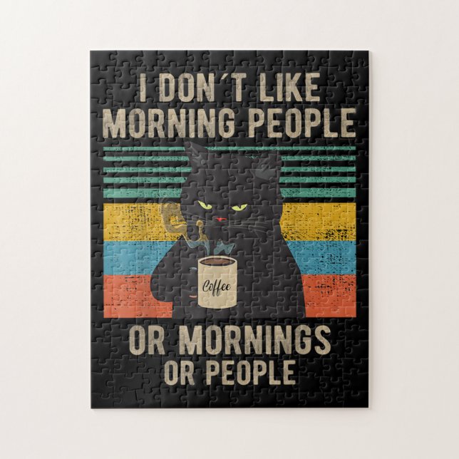 Jag hatar morgonfolk och morgonbål och folk. pussel (Vertikal)