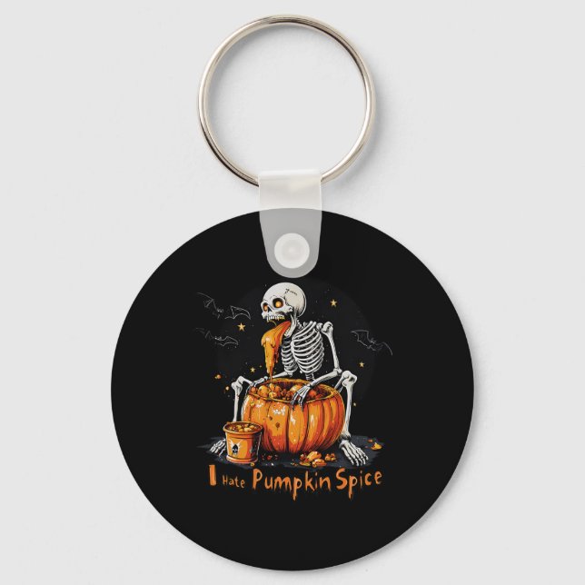 Jag hatar Pumpkin Spice Funny Fall Skeleton Hallow Nyckelring (Framsida)