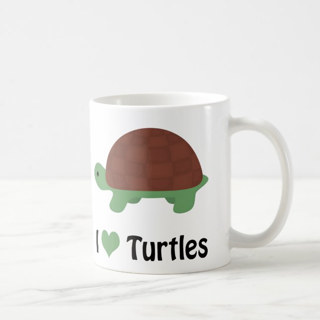 Jag hatar sköldpaddor Cute Tecknad Turtle Kaffemugg (Höger)