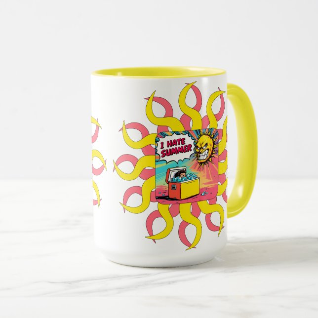 Jag hatar sommaren! Rolig serieillustration  Mugg (Framsida höger)
