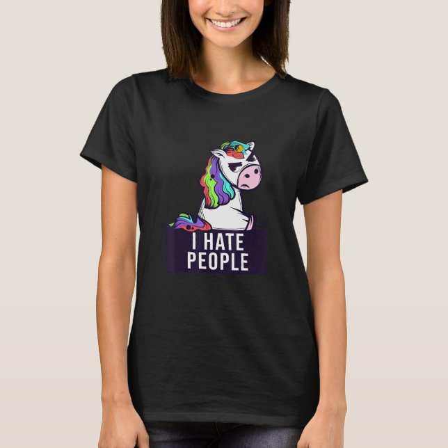 Jag hatar Unicorn Unicorns Rainbow Mag T Shirt (Framsida)