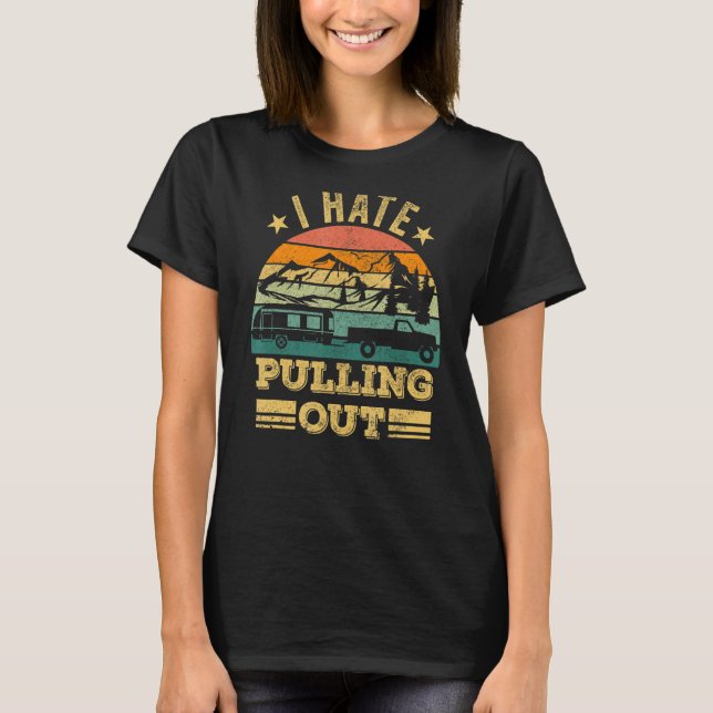 Jag hatar utslaktning av camping Trailer Retro Tra T Shirt (Framsida)