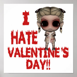 Jag hatar valentines day emo punk tjej poster