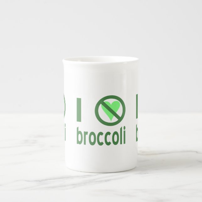Jag Hate Broccoli I No Kärlek Broccoli Benporslin Mugg (Framsidan)