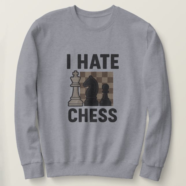 Jag Hate Chess Lång Ärmad Tröja (Design framsida)