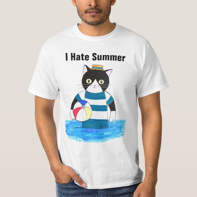 Jag Hate Summer Grumpy Cat i Swimdress Hate-strand T Shirt (Framsida)