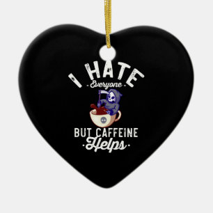 Jag Hatrar Alla Men Koffein Hjälper Dödskalle Hall Julgransprydnad Keramik