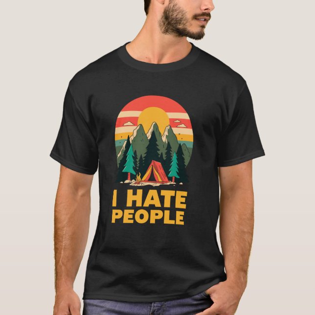 Jag Hatrar Folk Camping Retro Tee Vandring Lägre C (Framsida)