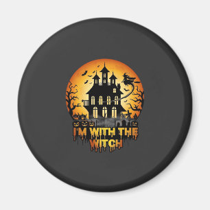 Jag Häxan Hemsökt Hus Fullmåne Pumpa Magnet