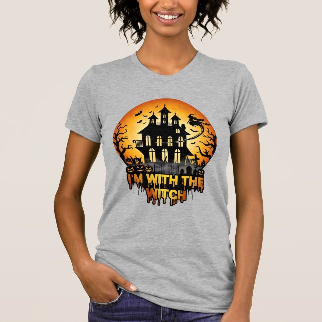 Jag Häxan Hustomt Hus Fullmåne Pumpa T Shirt (Framsida)