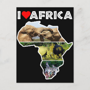 Jag Heart Afrika Wildlife Collage Postcard Vykort