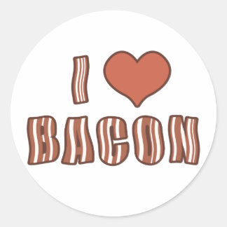 Jag Heart Bacon Stickers 001 Runt Klistermärke