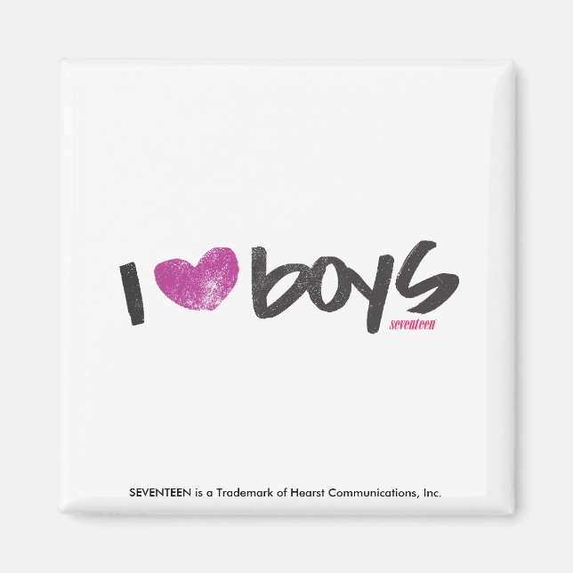 Jag Heart Boys Lila Magnet (Framsidan)