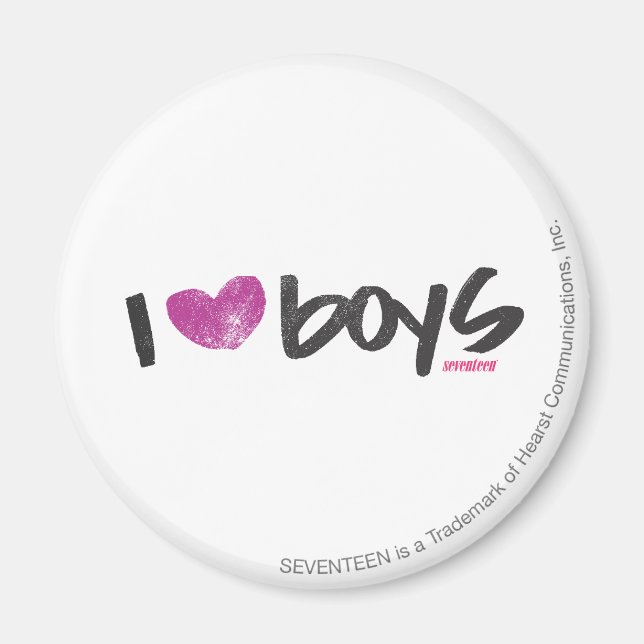 Jag Heart Boys Lila Magnet (Framsidan)